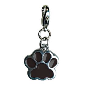 Shiny BLACK Paw Print Enamel Charm