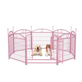 Dog Playpen Indoor 24 inch 8 Panels Metal Dog Pen Pet Dog Fence Outdoor Exercise Pen with Doors (Color: as Pic)